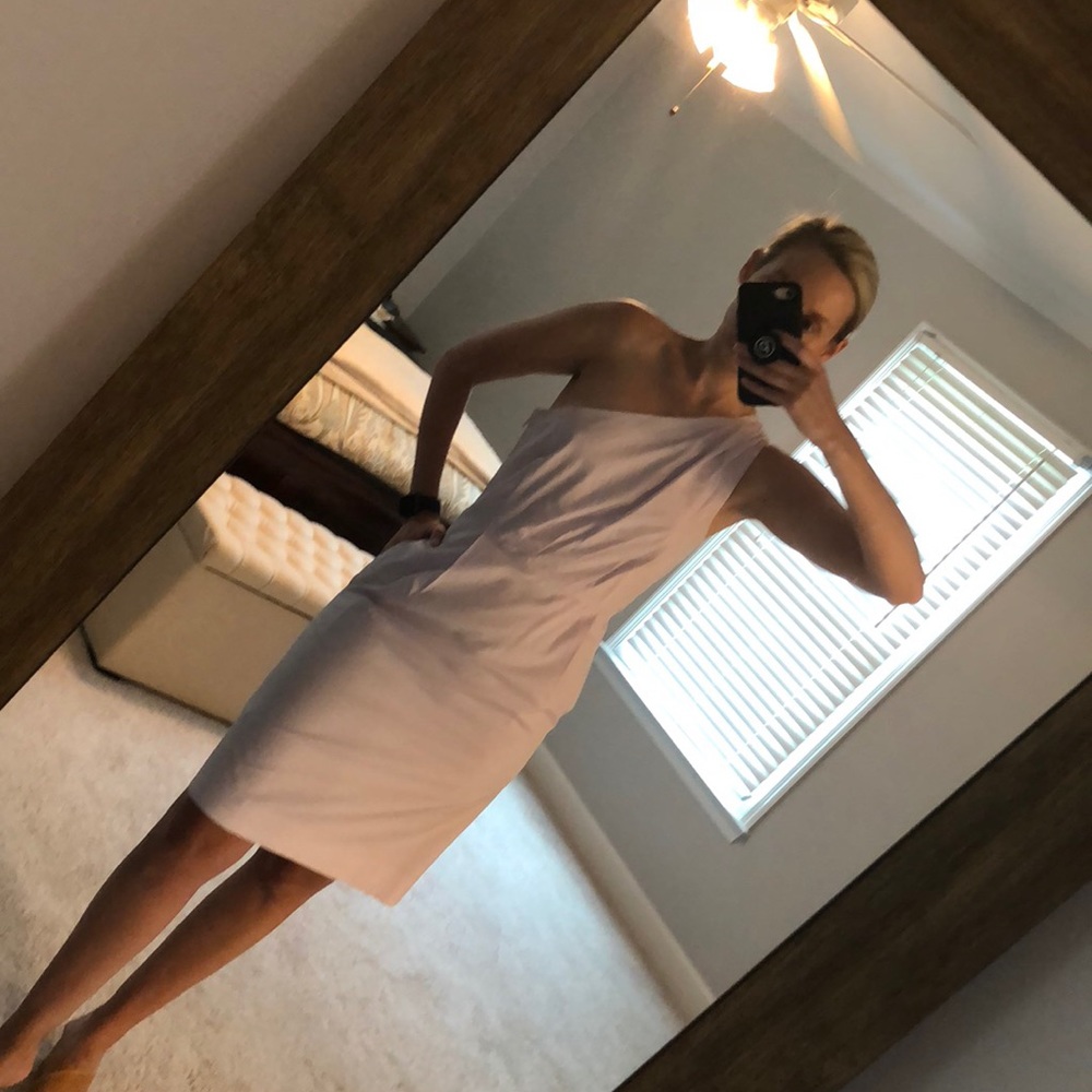 Lavender one shoulder dress with pockets